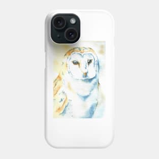 barn owl watercolor portrait bird Phone Case