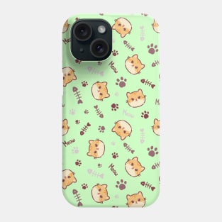 Seamless pattern of a cute red cats, bones and animal's paws Phone Case