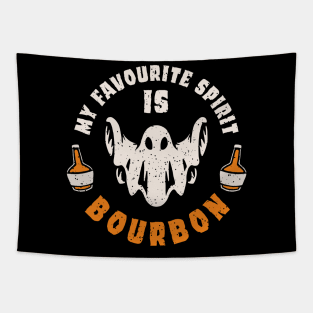 my favorite spirit is bourbon funny halloween drinking design for bourbon lovers and people who love to drink Tapestry