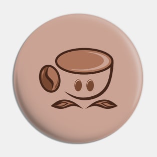 A cup of coffee with beans logo design Pin