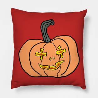 Flame Eyes Mouth Scary Jack O Lantern Halloween Design Pillow