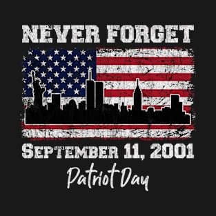 Retro Never Forget September 11 2001 Patriot Day American Flag T-Shirt