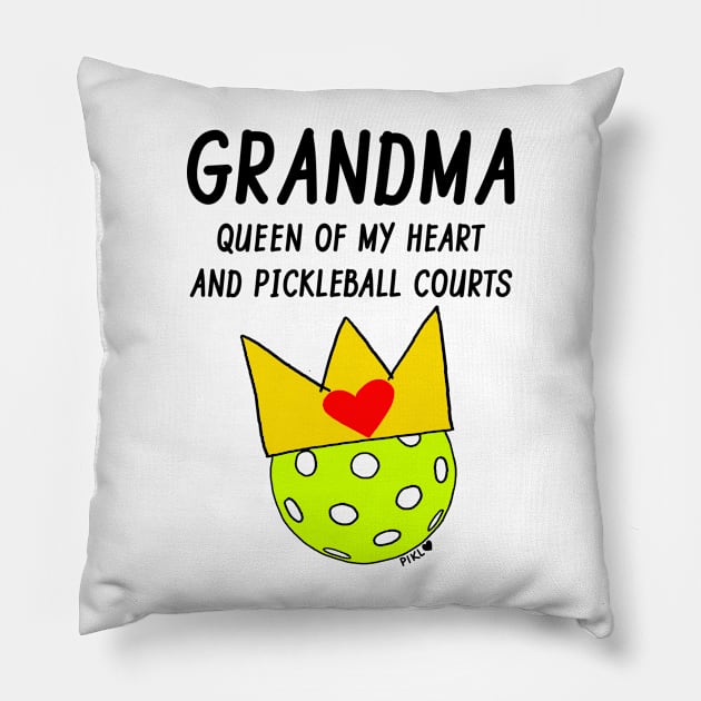 Grandma Queen of My Heart and Pickleball Courts Pillow by PIKL-LOVE