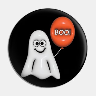 Boy Ghost with Orange Balloon Pin