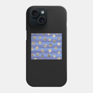 Classic golden dots on blue stripes Phone Case