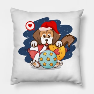 Christmas dog santa hat - ornaments Xmas balls Pillow