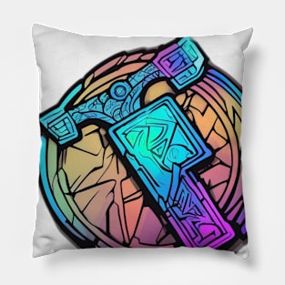 Neon Spartan Helmet Design No. 581 Pillow