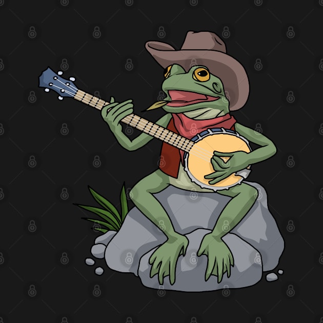 Bluegrass Banjo Frog Country Music Banjo Gift Banjo by PomegranatePower