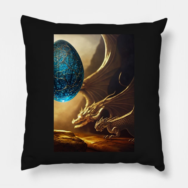 Blue Dragon Egg Pillow by natural-20s