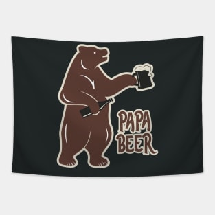 Papa Beer! Bear Drinking Beer Funny Father's Day Tapestry