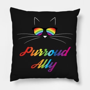 Purroud Ally Gay Pride Cat Face With Rainbow Sunglasses Pillow