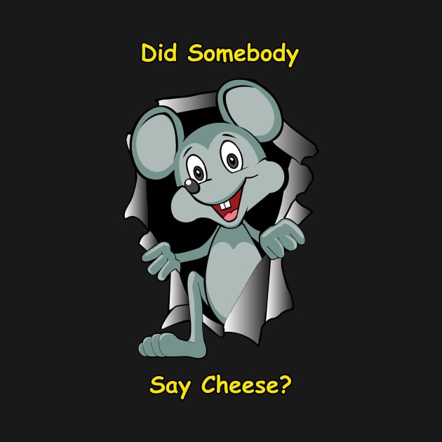 Mouse looking for cheese by moodtees
