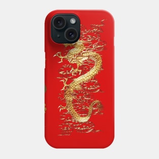 GOLD DRAGON IN RED,Egret,Lotus,Green Gold Floral Phone Case