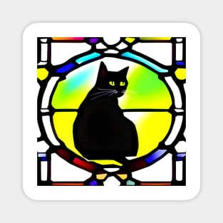 Black cat in the window Magnet