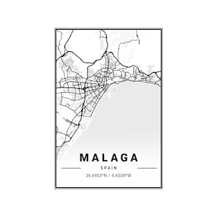 Malaga Light City Map T-Shirt