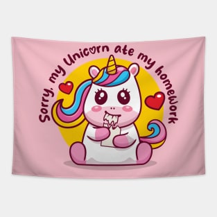 Sorry, my unicorn ate my homework (light colors) Tapestry