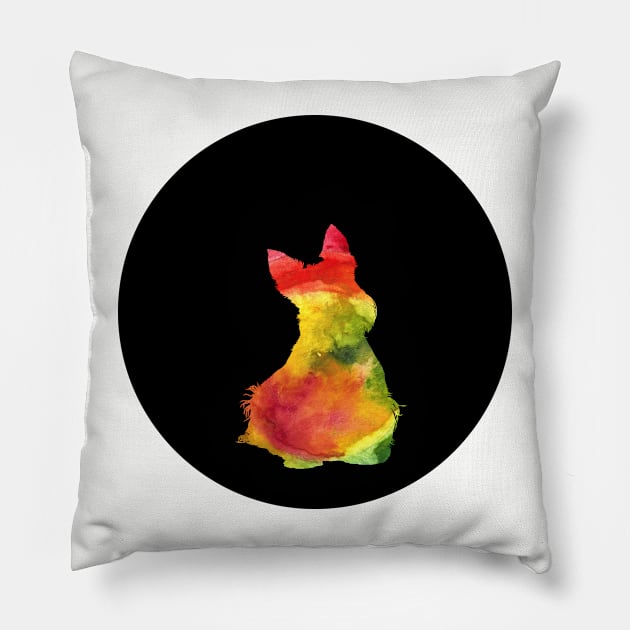 Scottish Terrier - Tropical Silhouette Pillow by SophieStockArt