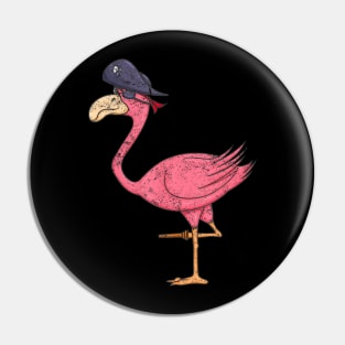 Pirate Pink Flamingo With Eyepatch Halloween Pin