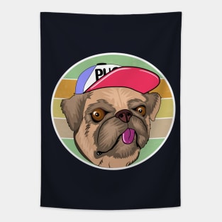 Cute puppy pug with hat Tapestry