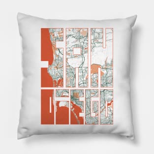 San Diego, California, USA City Map Typography - Bohemian Pillow