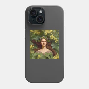 Spring Equinox Beautiful Woman Surrounded By Spring Flowers and Leaves Phone Case