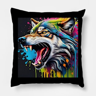 Colorful Wolf Pillow