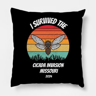 Cicada 2024, I survived the cicada invasion Missouri 2024 Pillow