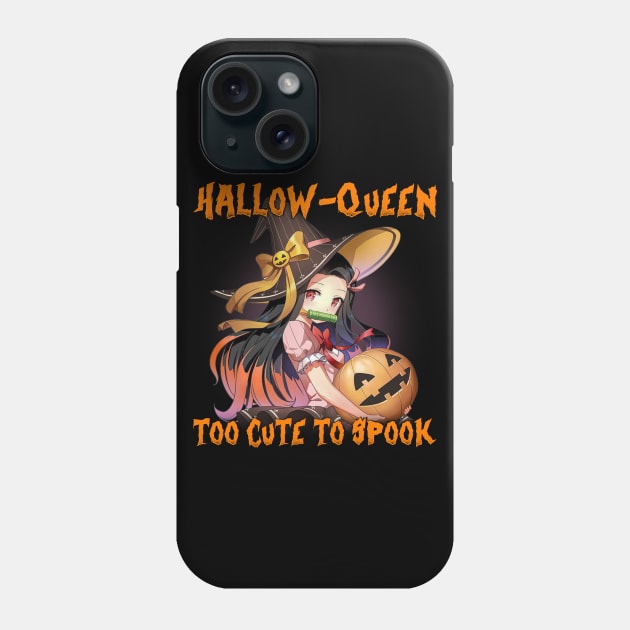 Funny Halloween Puns Anime Hallow Queen Too Cute to Spook Phone Case by clvndesign