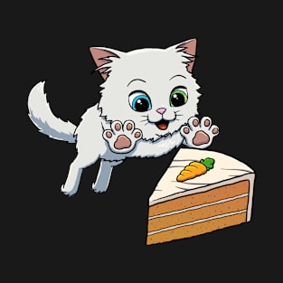 Turkish Angora Cat excited to eat Carrot Cake T-Shirt