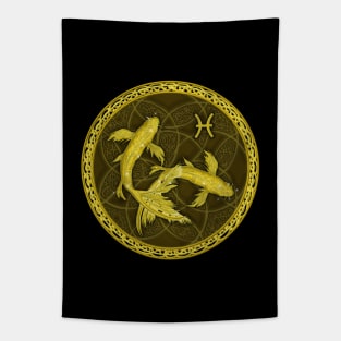 Zodiac Pisces Brown Tapestry