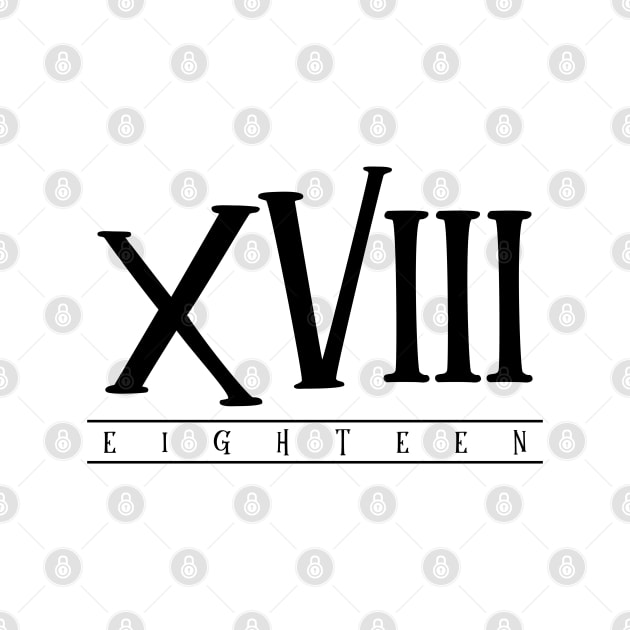 XVIII (Eighteen) Black Roman Numerals by VicEllisArt