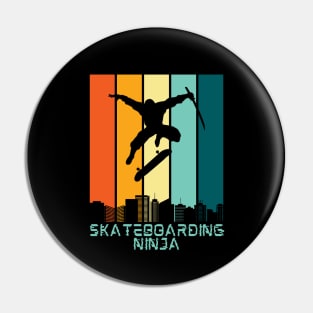 Skateboarding Ninja - Funny Ninja Pin