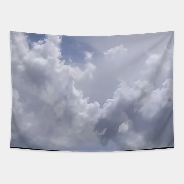 Summer Cloudy Day With Blue Sky and Gray Clouds Tapestry by AJDesignsstuff