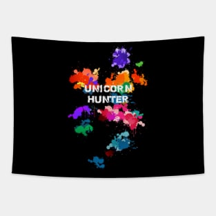Unicorn hunter black tee Tapestry