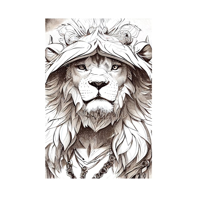 Lion Animal Wild Nature Illustration Line Epic Illustration Line Art by Cubebox