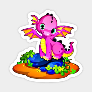 Cute Pink Dragon Magnet