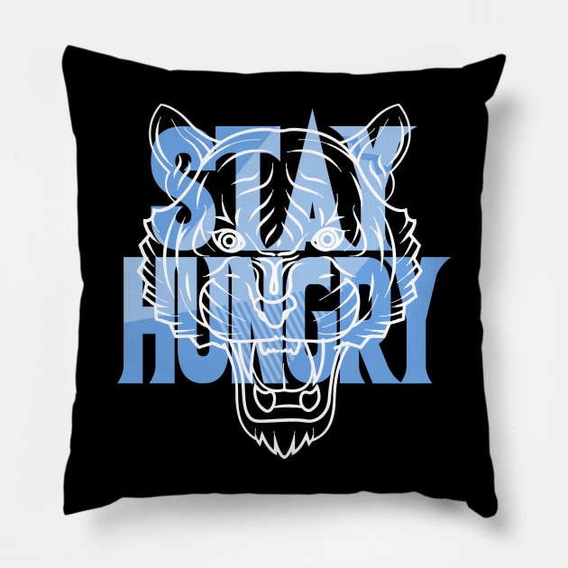 Stay Hungry University Blue Pillow by funandgames