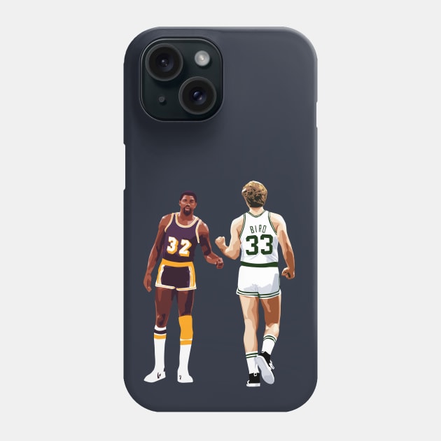 Larry Bird and Magic Johnson fist bump Qiangy Phone Case by qiangdade