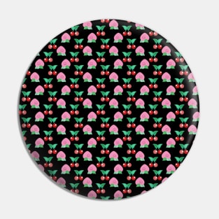 Peach Cherry Black Pattern Pin