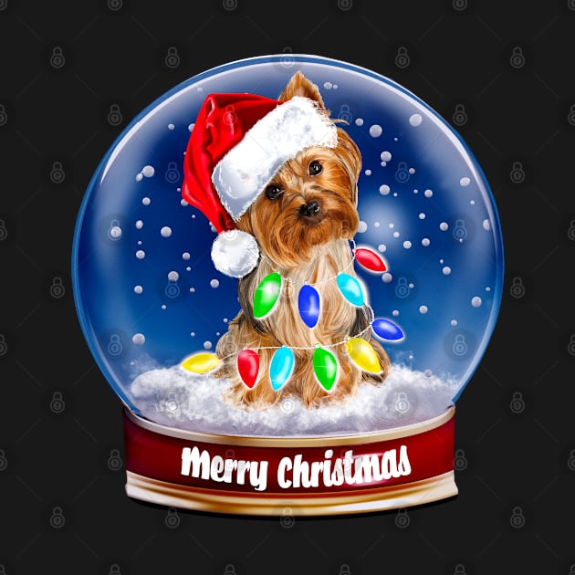 Merry Christmas Snow Globe Yorkshire terrier by PG Illustration