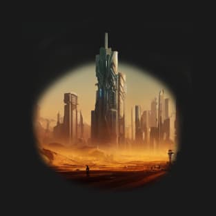 Futuristic Desert City 2045 In Cyberpunk Style T-Shirt