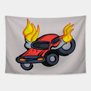 Flaming Car Tapestry