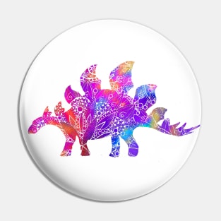 Rainbow Mandala Stegosaurus Pin