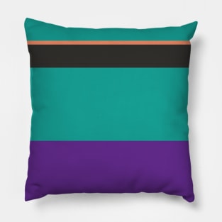 An extraordinary recipe of Light Red Ochre, Faded Orange, Purple, Blue/Green and Dark Charcoal stripes. Pillow