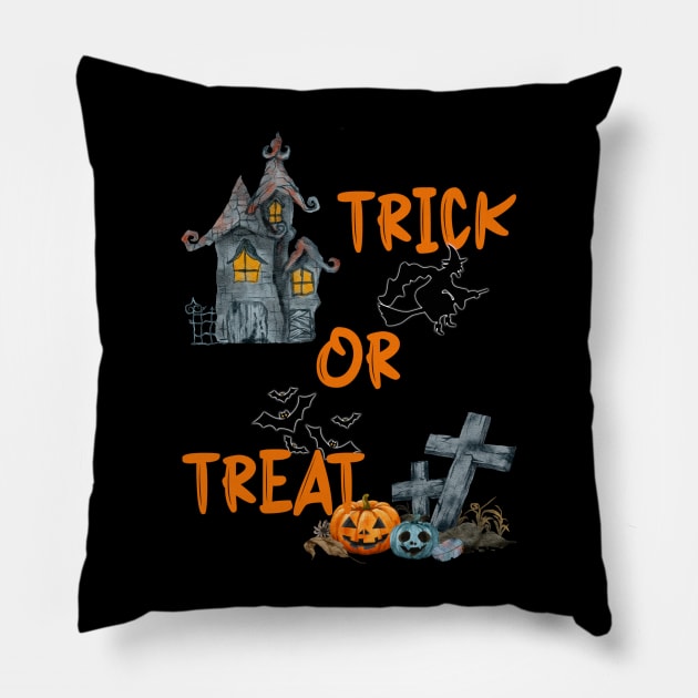 Trick or Treat, Halloween, Spooky Pillow by KZK101