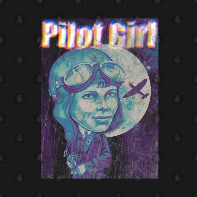 Amelia Earhart Pilot Girl vintage aircraft by Ashera4u