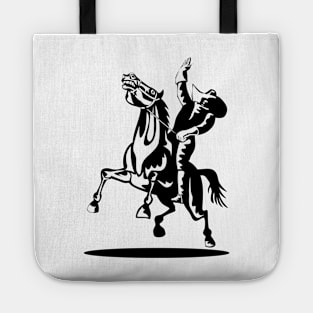 Cowboy Riding Horse Hand Up Retro Tote