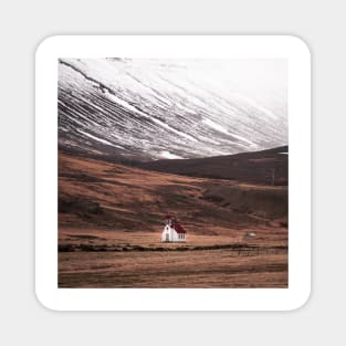 Picturesque Church in Winter North Iceland Magnet