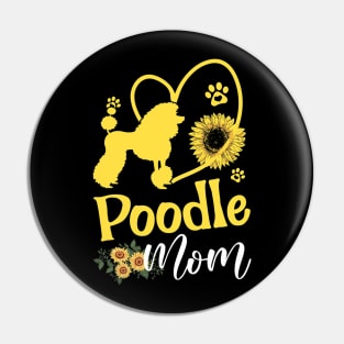 Poodle Mom Dog Sunflower Pin