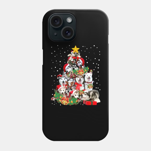 Siberian Husky Christmas Tree Phone Case by Che Tam CHIPS